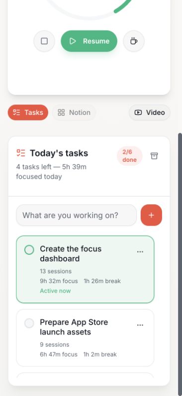 Task workspace on mobile